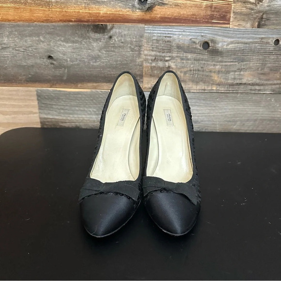 Prada Black Sequins Pumps Women 39 Black Bow Satin Toe & Heel Stiletto Shoes - Picture 4 of 12